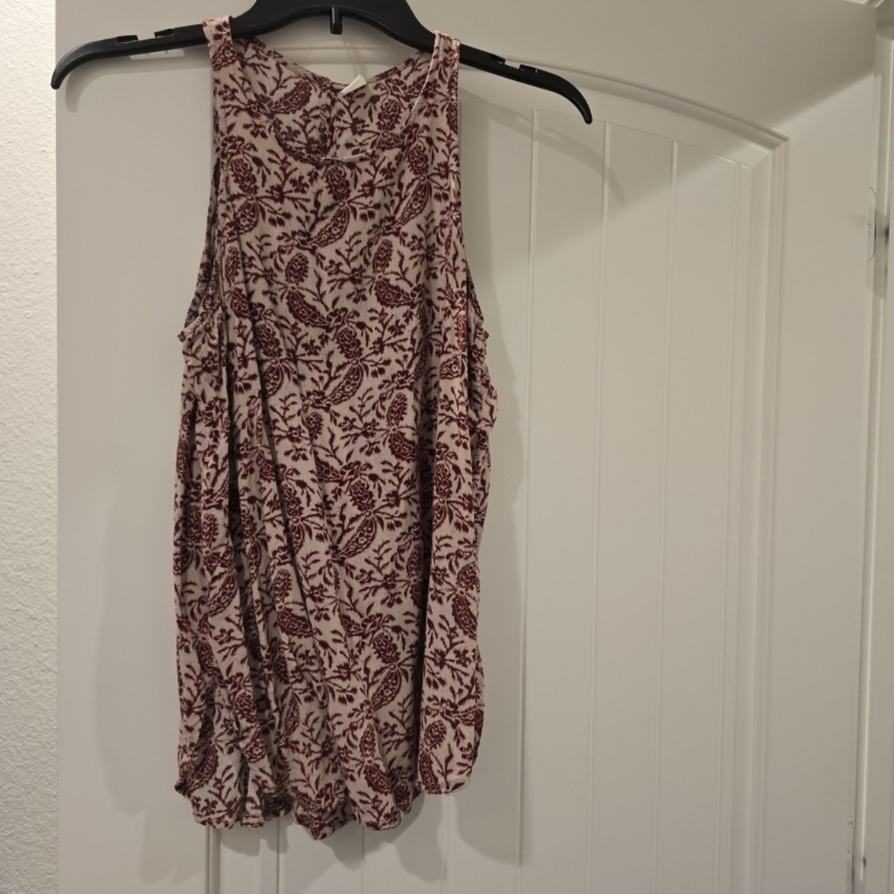 Old Navy Floral Tank Top - Burgundy and Cream